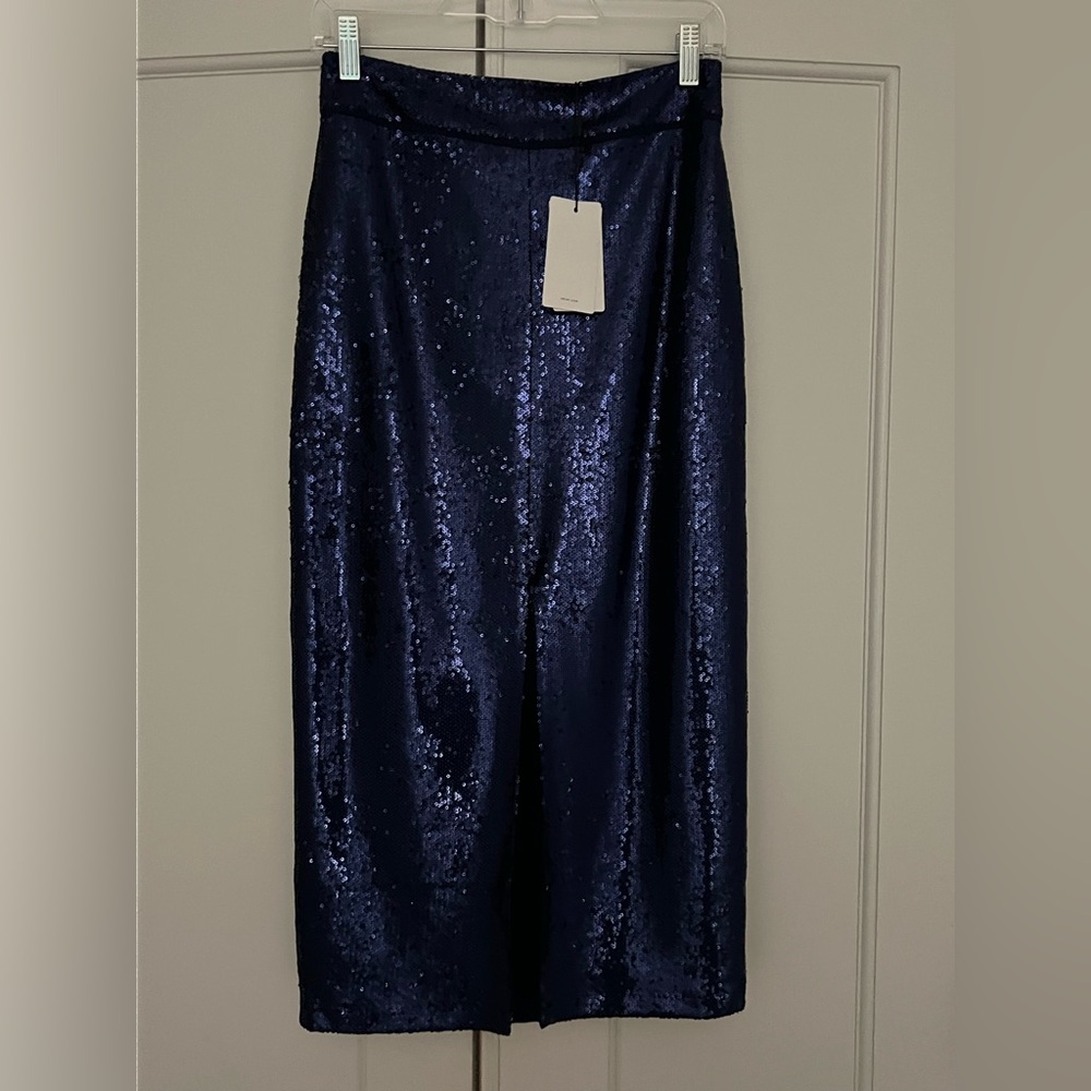 Reiss Navy Sequin Midi Skirt